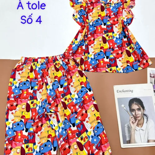 Đồ bộ tonl  quần lửng áo sát nách bèo in hình con vật