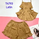Đồ bộ trơn quần đùi latin áo có nơ nhỏ 2 dây