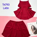 Đồ bộ trơn quần đùi latin áo có nơ nhỏ 2 dây