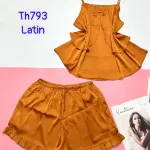 Đồ bộ trơn quần đùi latin áo có nơ nhỏ 2 dây