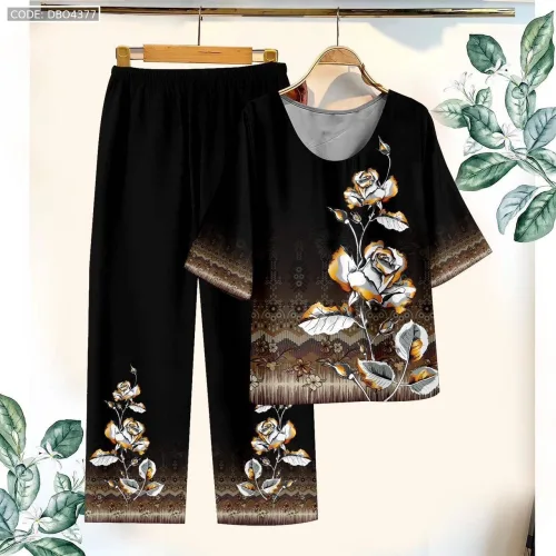 Đồ bộ trung niên chất siêu đẹp quần dài in bông có 3 size