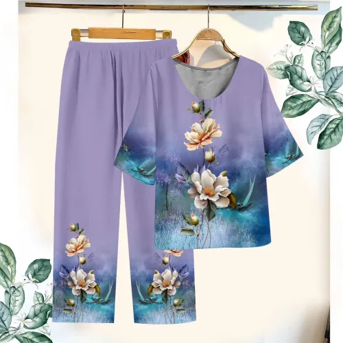 Đồ bộ trung niên chất siêu đẹp quần dài in bông có 3 size