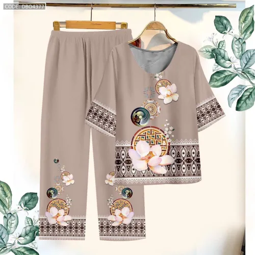 Đồ bộ trung niên chất siêu đẹp quần dài in bông có 3 size