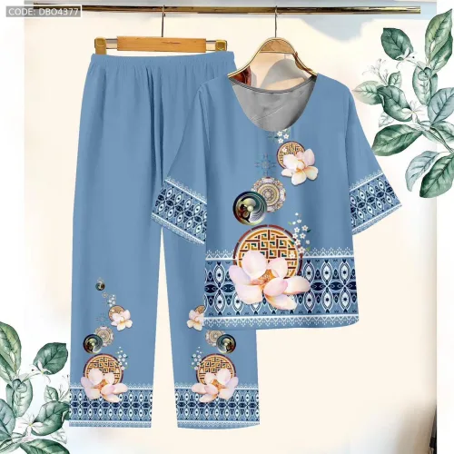 Đồ bộ trung niên chất siêu đẹp quần dài in bông có 3 size