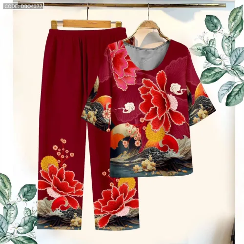 Đồ bộ trung niên chất siêu đẹp quần dài in bông có 3 size