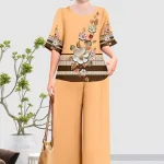 Đồ bộ trung niên đính đá la tin quần dài in bông có 3 size