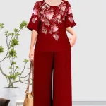 Đồ bộ trung niên đính đá la tin quần dài in bông có 3 size