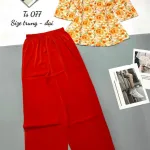 Đồ bộ trung niên mango quần dài trơn áo in bông có 2 size