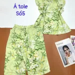 Đồ bộ vải á tole số 5 quần lửng áo sát nách bèo