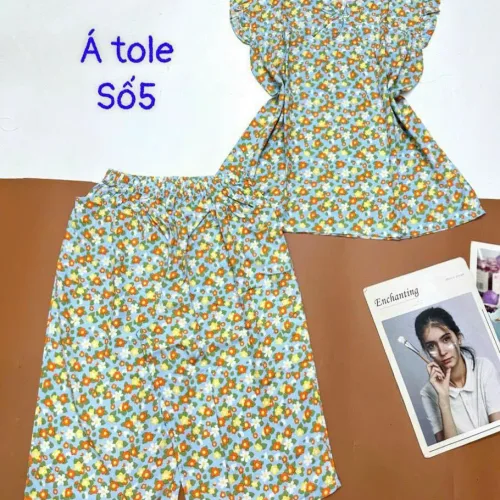 Đồ bộ vải á tole số 5 quần lửng áo sát nách bèo