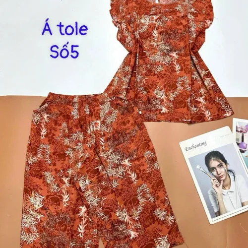 Đồ bộ vải á tole số 5 quần lửng áo sát nách bèo