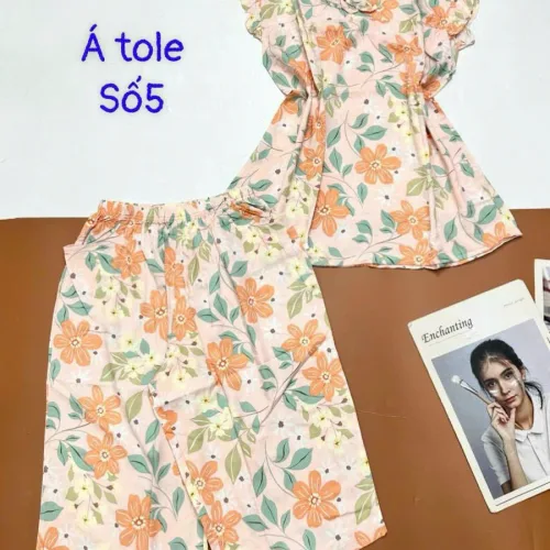 Đồ bộ vải á tole số 5 quần lửng áo sát nách bèo