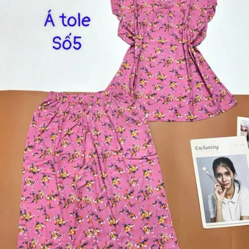 Đồ bộ vải á tole số 5 quần lửng áo sát nách bèo