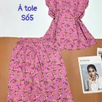 Đồ bộ vải á tole số 5 quần lửng áo sát nách bèo nhiều hoạ tiết
