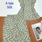 Đồ bộ vải á tole số 5 quần lửng áo sát nách bèo nhiều hoạ tiết