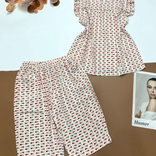 Đồ bộ vải kate mặc nhà quần lửng áo sát nách bèo