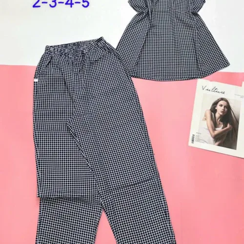Đồ bộ vải kate quần dài áo sát nách bèo cột nơ nhỏ