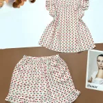 Đồ bộ vải kate quần đùi viền bèo áo sát nách bèo