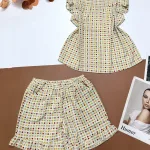 Đồ bộ vải kate quần đùi viền bèo áo sát nách bèo