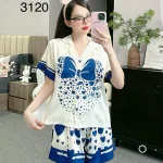 Đồ bộ vải  latin  pijama quần đùi  áo tay