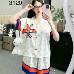Đồ bộ vải  latin  pijama quần đùi  áo tay