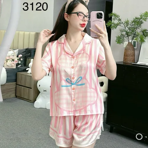 Đồ bộ vải  latin  pijama quần đùi  áo tay