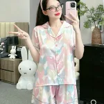 Đồ bộ vải  latin  pijama quần đùi  áo tay