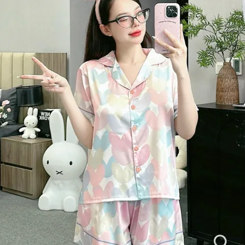 Đồ bộ vải  latin  pijama quần đùi  áo tay