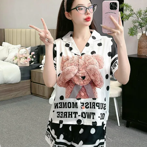 Đồ bộ vải  latin  pijama quần đùi  áo tay