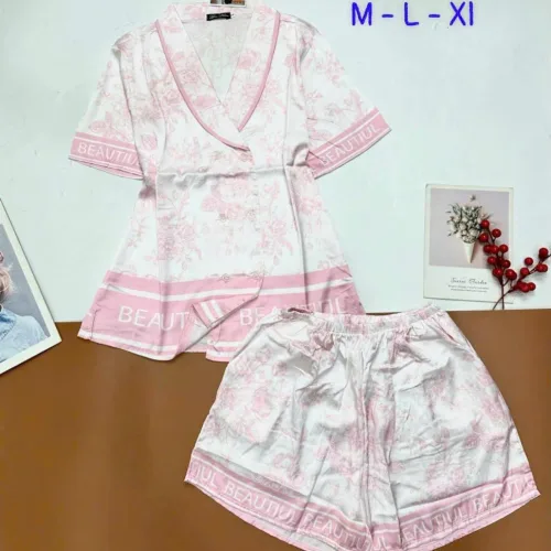 Đồ bộ vải  latin  pijama quần đùi  áo tay ngắn cổ xéo