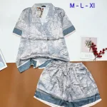 Đồ bộ vải  latin  pijama quần đùi  áo tay ngắn cổ xéo