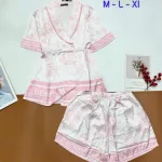 Đồ bộ vải  latin  pijama quần đùi  áo tay ngắn cổ xéo mới