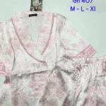 Đồ bộ vải  latin  pijama quần đùi  áo tay ngắn cổ xéo mới