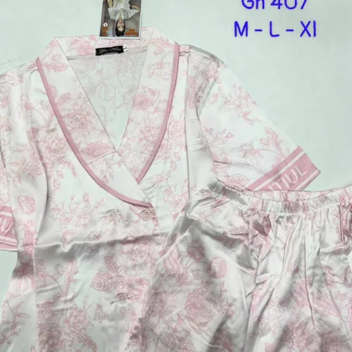 Đồ bộ vải  latin  pijama quần đùi  áo tay ngắn cổ xéo mới
