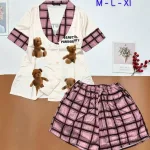 Đồ bộ vải  latin  pijama quần đùi  áo tay ngắn cổ xéo mới
