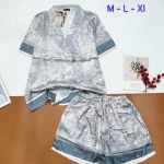 Đồ bộ vải  latin  pijama quần đùi  áo tay ngắn cổ xéo mới