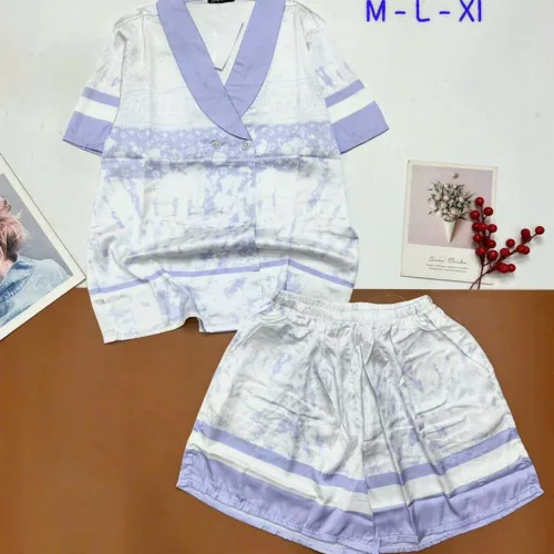 Đồ bộ vải  latin  pijama quần đùi  áo tay ngắn cổ xéo mới