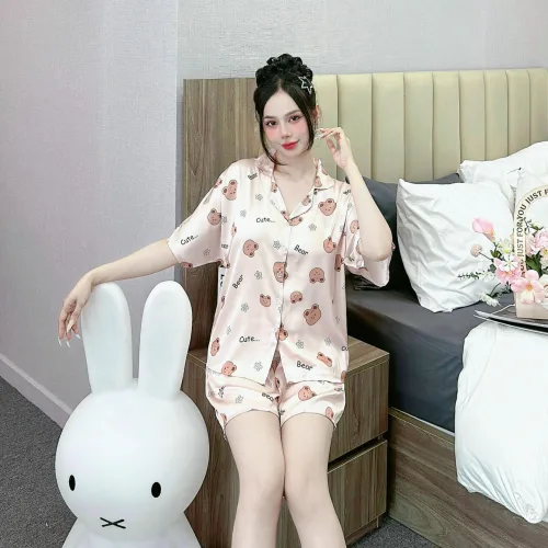 Đồ bộ vải  latin  pijama quần đùi  áo tay ngắn in nhiều hoạ tiết