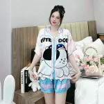 Đồ bộ vải  latin  pijama quần đùi  áo tay ngắn in nhiều hoạ tiết