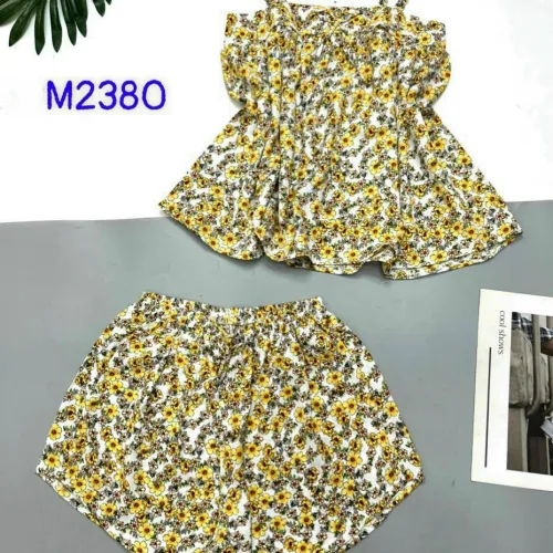 Đồ bộ vải mango quần đùi  áo dây thắt nơ nhiều hoạ tiết