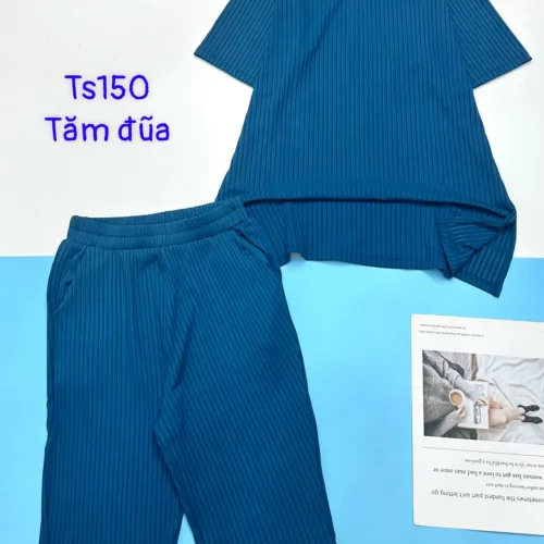 Đồ bộ vải tăm đũa quần lửng áo tay ngắn trơn