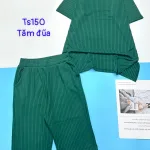 Đồ bộ vải tăm đũa quần lửng áo tay ngắn trơn