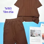 Đồ bộ vải tăm đũa quần lửng áo tay ngắn trơn