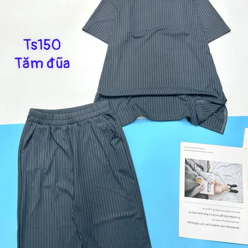 Đồ bộ vải tăm đũa quần lửng áo tay ngắn trơn