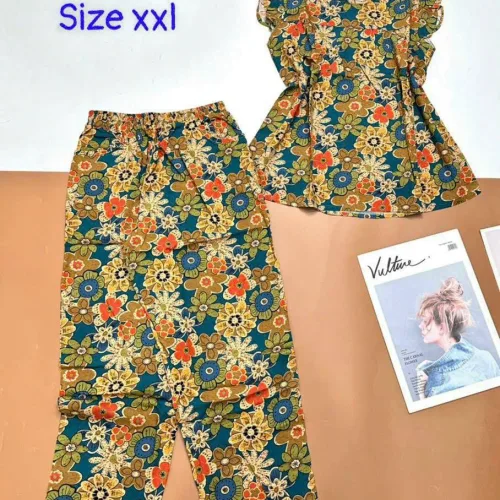 Đồ bộ vải tole áo sát nách quần lửng nhiều hoạ tiết
