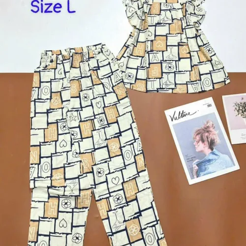 Đồ bộ vải tole áo sát nách quần lửng nhiều hoạ tiết size l