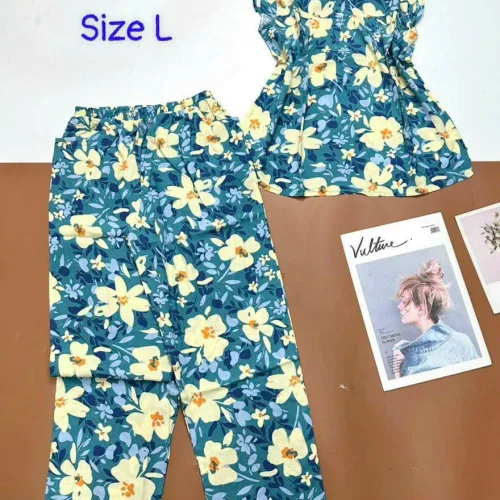 Đồ bộ vải tole áo sát nách quần lửng nhiều hoạ tiết size l