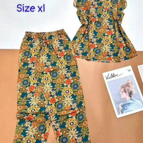 Đồ bộ vải tole áo sát nách quần lửng nhiều hoạ tiết size xl