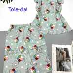 Đồ bộ vải tole quần lửng áo sát nách bèo hình bông thú