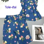 Đồ bộ vải tole quần lửng áo sát nách bèo hình bông thú